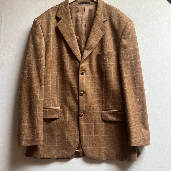 Brooks Brothers Other - Ermenegildo Zegna Wool Cashmere Plaid Blazer Sz 54 Brown Sport Coat